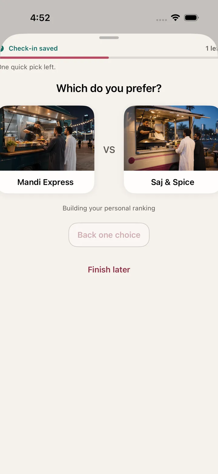 The Laff check-in details step with tags, companions, and favorite dishes